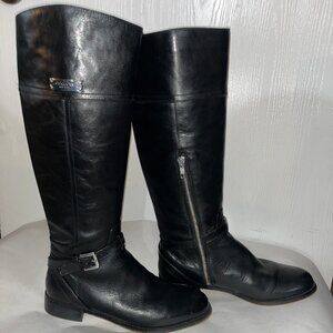 Coach Micha Black Leather Zip Knee High Riding Boots Size 7B Retail $350